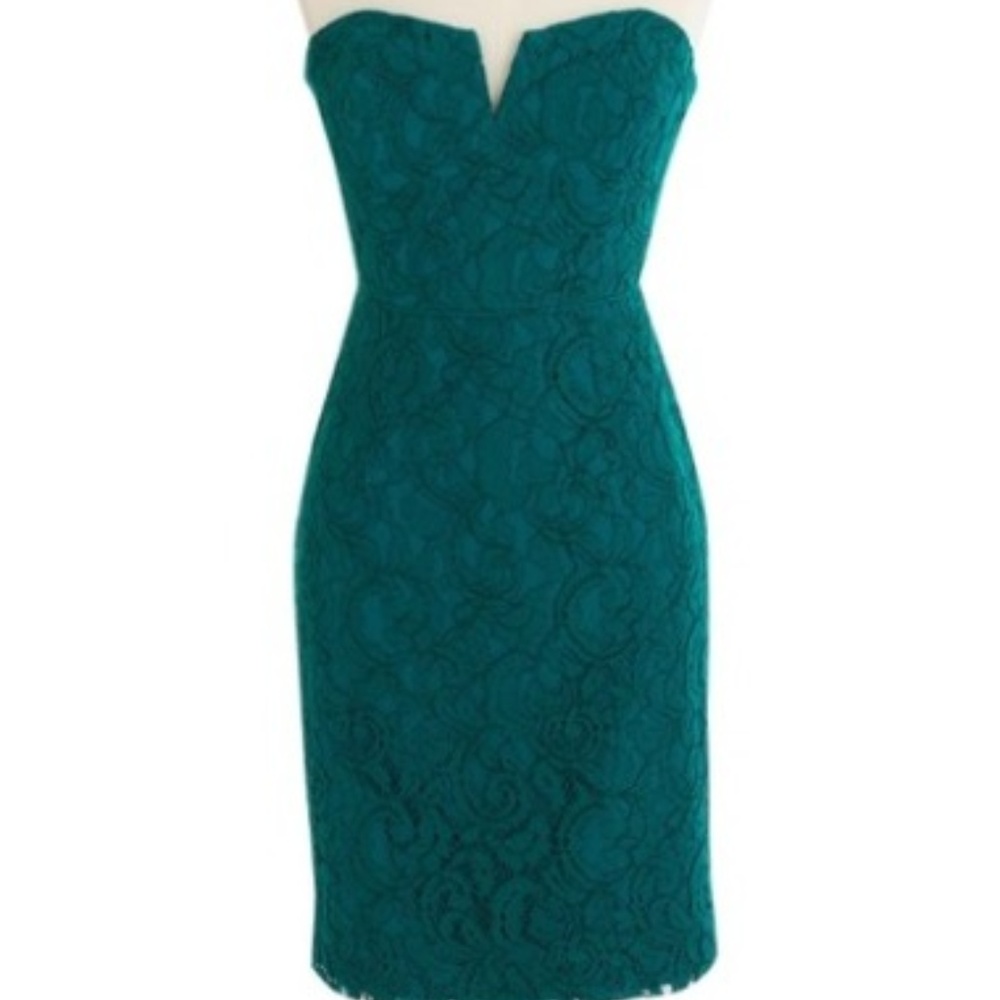 JCrew Cathleen Lace Cocktail Dress in Jade, 0